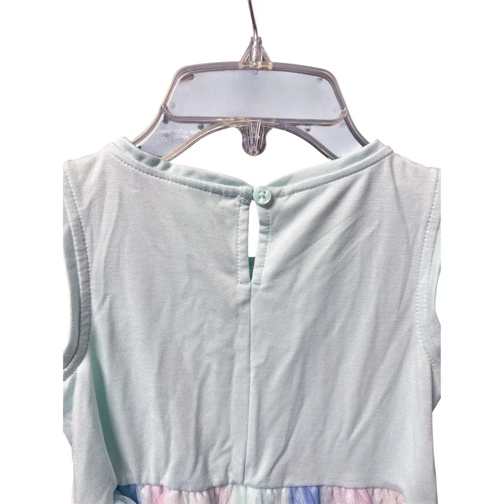 Cat & Jack Girls XS 4/5 Mint Sequin Tulle Party Dress Mermaid Pastel Rainbow